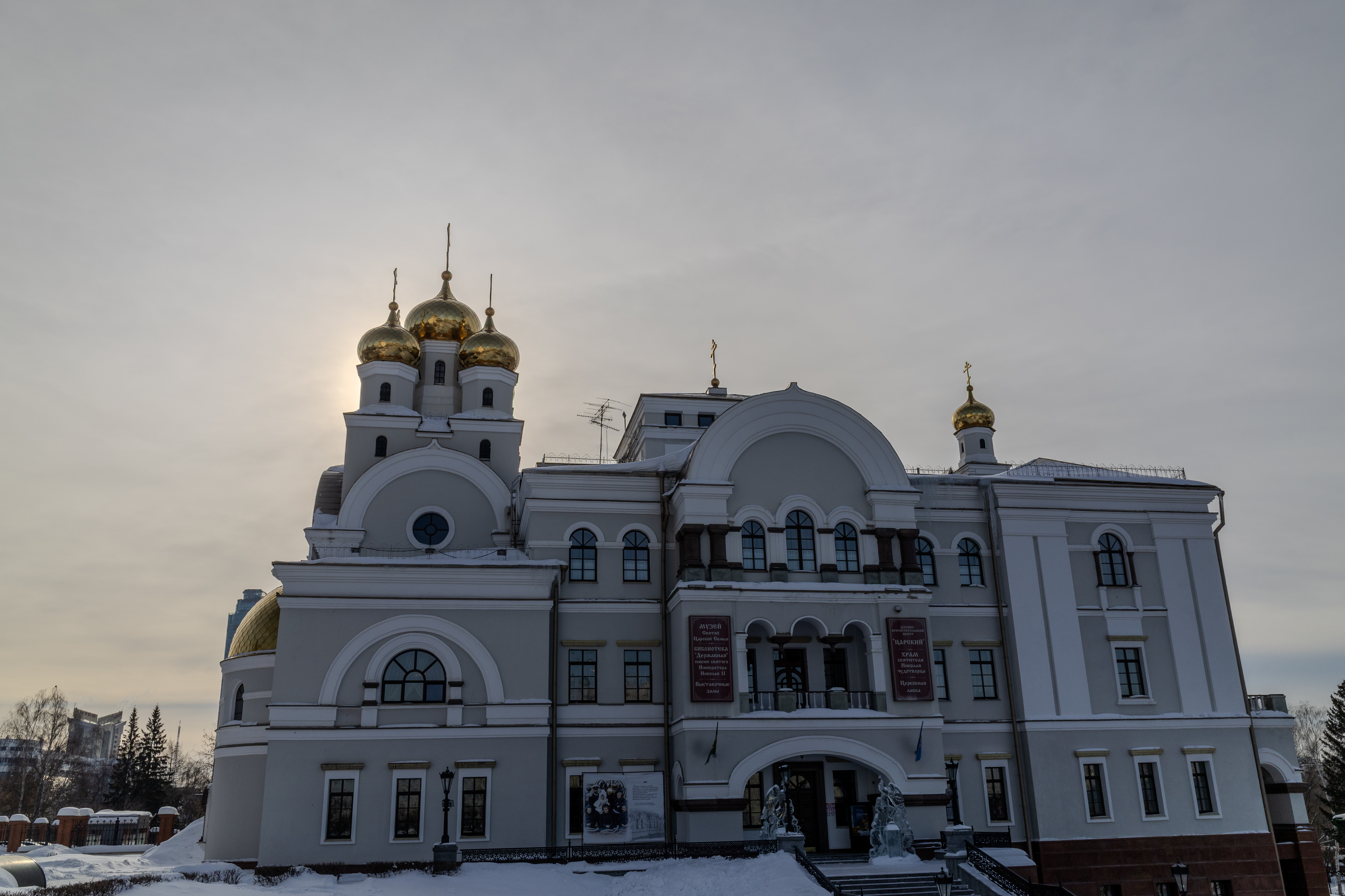 Уральская зима: плотное небо, мягкий рассеянный свет, февральский колорит.